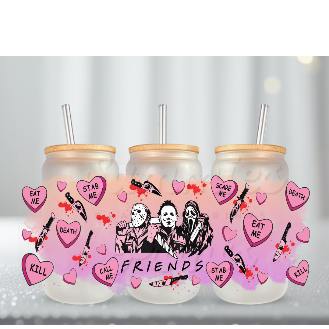 Horror Characters Valentine UV DTF Cup Wrap