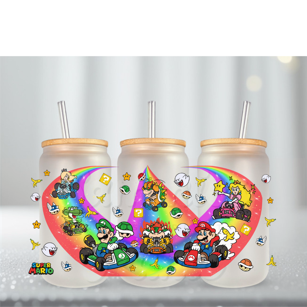 Mario Cart Rainbow UV DTF Cup Wrap