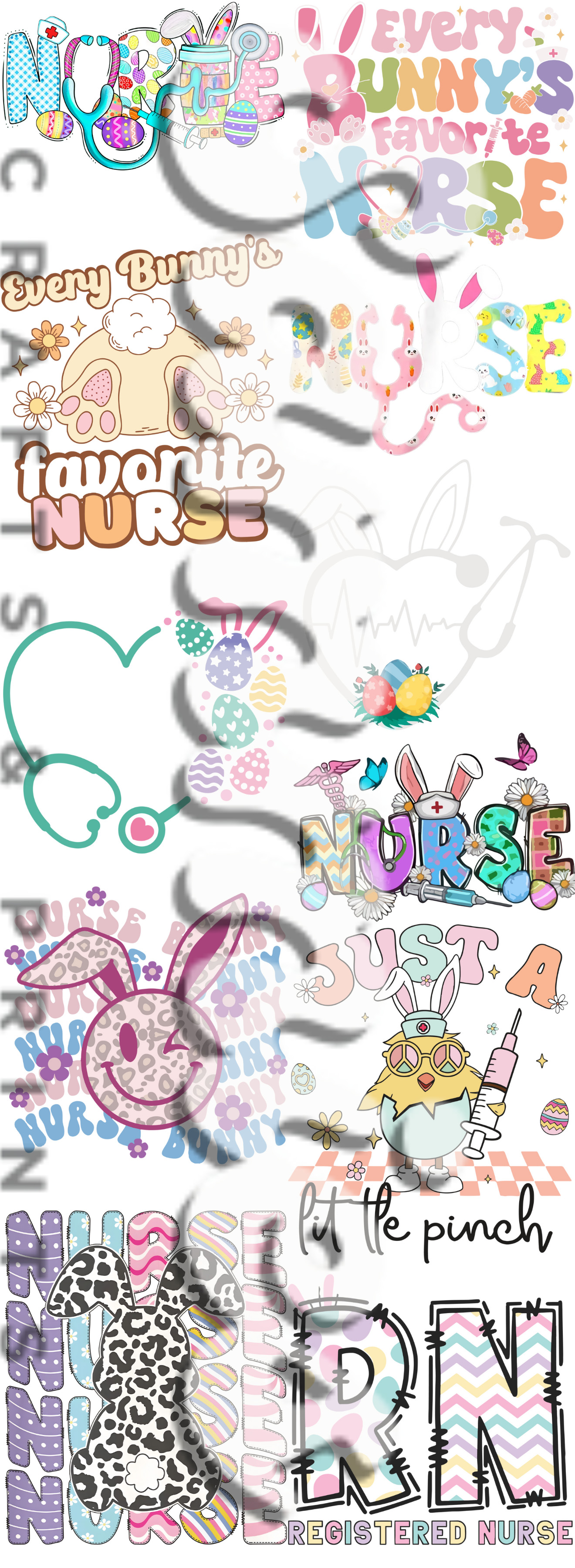 Nurse Easter 22x60" Pre Made Gang Sheet