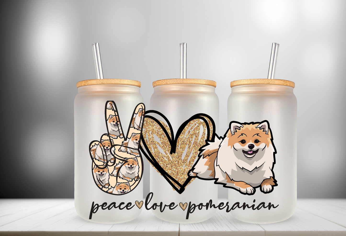 Peace Love Pomeranian UV DTF Cup Wrap